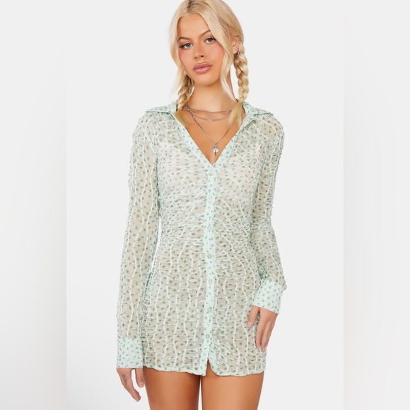 For Love And Lemons Dresses & Skirts - For Love & Lemons Mint Green Sheer Dress